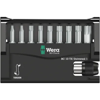 Wera Bit-Set Bit-Check Torsion 056164 | 9x TORX Bits TX8–TX40 | 1/4" Universalhalter | Kunststoffbox | 10-teilig