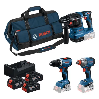 Bosch Professional Elektrowerkzeugset 18V 0615A50093 | GSR GDX GBH | 3x5,0Ah Akku | Ladestation | Tasche | blau