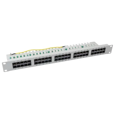 EFB Patchpanel 37595.2 | 50x RJ45 8(4) Ports | 1HE 19 Zoll | ISDN | Cat. 3 | LSA-Anschluss | ungeschirmt | RAL7035 grau