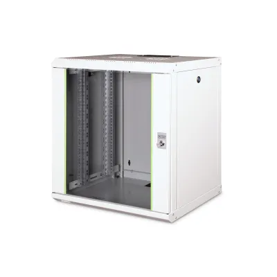 DIGITUS 19" Wandgehäuse DN-19 12-U | 12HE Netzwerkschrank | 643x600x450mm | Sicherheitsglastür | Stahl | RAL 7035 Grau