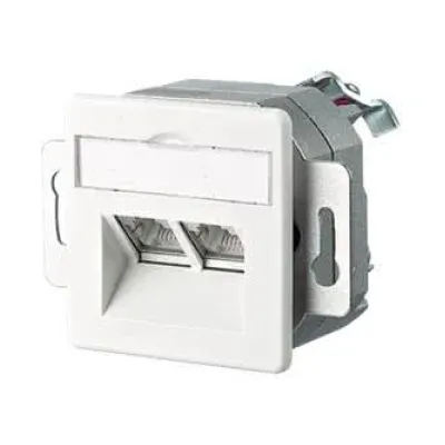 METZ CONNECT Anschlussdose E-DAT 1307444002IRWS | RJ45 2-fach Cat.6 | Unterputz | PoE | schräg | reinweiß RAL 9010