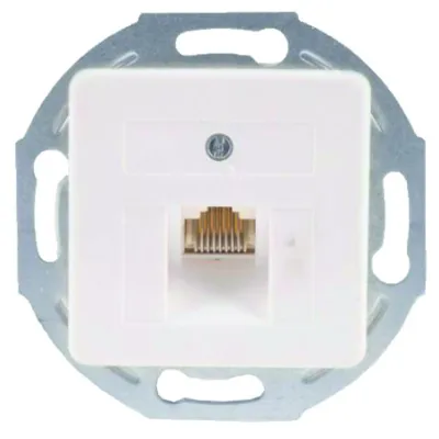 PROTEC.NET Anschlussdose PUAE 1xRJ45 8(8) UP | Netzwerkdose Unterputz | Zentralplatte | Metallrahmen | weiß
