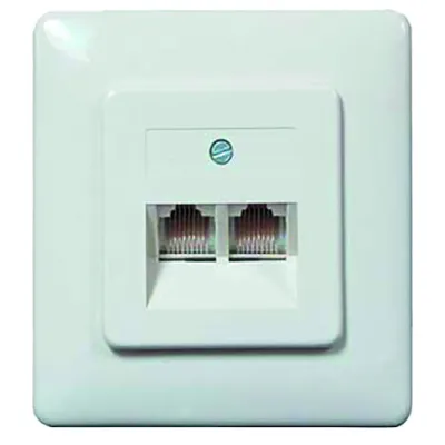 PROTEC.NET Anschlussdose PUAE UP | 2x RJ45 8/8(8) | Unterputz | Netzwerkdose | Metallrahmen | reinweiß