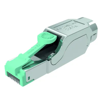 PROTEC.NET Stecker feldkonfektionierbar PNFS6A | RJ45 Cat6A | 10 Gbit | 4PPoE 100W | werkzeuglos | Zinkdruckguss