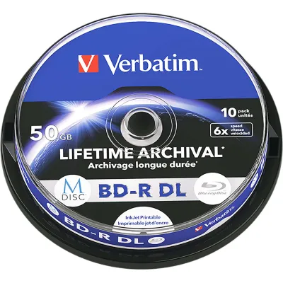 Verbatim M-DISC BD-R DL 50GB 43847 | Blu-ray Rohling | 1-6x Speed | 5er Jewelcase | Langzeitarchivierung | bedruckbar