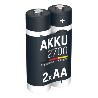 Ansmann Akku Mignon AA 2700mAh 5030852 | NiMH 1,2V | 2er Set | hohe Kapazität | bis 1000x wiederaufladbar | silber