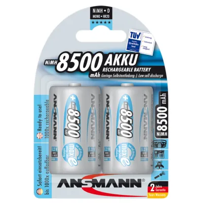 1x2 Ansmann maxE NiMH Akku Mono D 8500 mAh 5035362