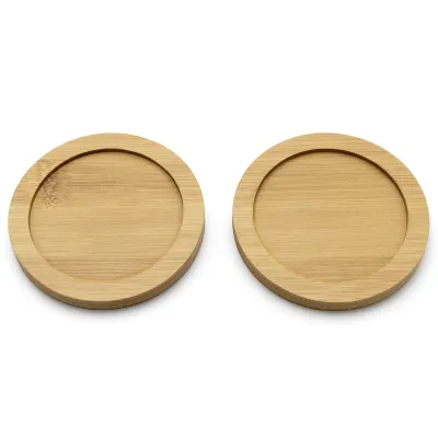 Bredemeijer Teebecher Set Umea 142013 | 2er Set Keramik mit Bambus Untersetzer | 200ml | weiß