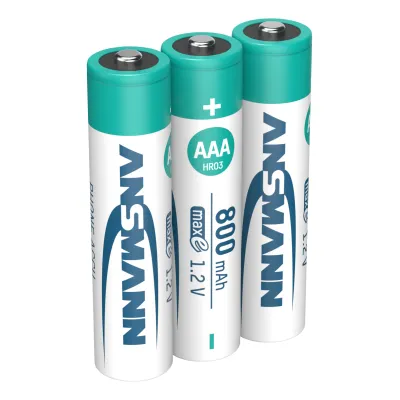Ansmann Akku Micro AAA 5030142 | NiMH 1,2V 800mAh | maxE geringe Selbstentladung | wiederaufladbar | 3er Pack | silber