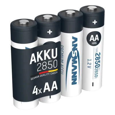 Ansmann NiMH Akku Mignon AA 2850mAh 1,2V 4er Pack | Hochleistungsakku | wiederaufladbar | Schnellladefähig | Silber