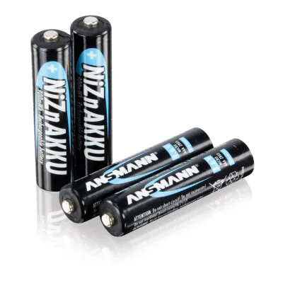 Ansmann NiZn Akku Micro AAA 1,6V 550mAh | wiederaufladbar | 4 Stück | Ersatz für 1,5V Batterien | Schwarz-Blau