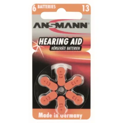 Ansmann Hörgeräte-Batterien A13-PR48 5013243 | Zink-Luft | 1,4V | 280mAh | 6er Blister | für digitale Hörgeräte