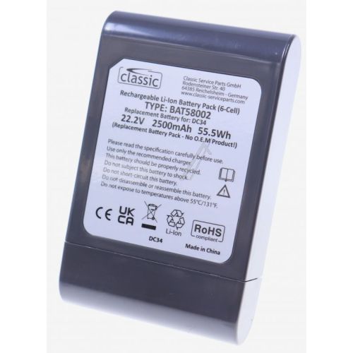 Bild: 22,2V-2500mAh Akku für Dyson Staubsauger Classic BAT58002 Typ B