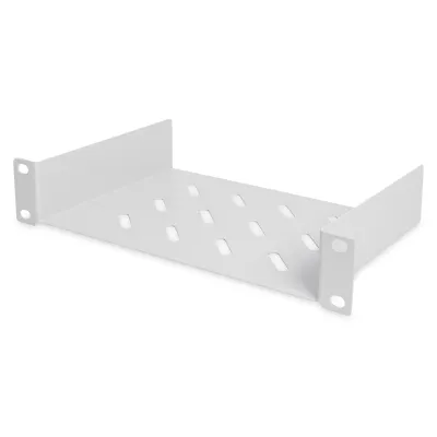 DIGITUS Fachboden 1HE DN-10TRAY-1 | 10 Zoll Netzwerkschrank | 254x150mm | bis 25kg | Metall perforiert | Grau RAL 7035