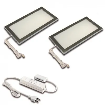 Hera LED-Unterbauleuchte 2er Set 6W | 390 lm | 3000K warmweiß | flach | Edelstahloptik | inkl. Trafo