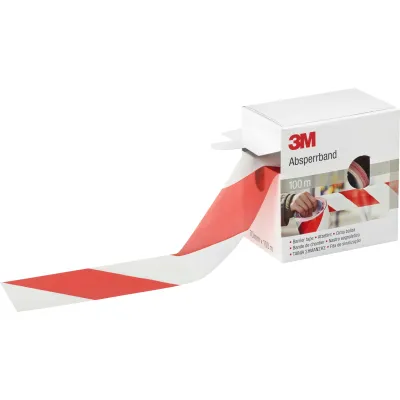 3M Absperrband 596615 | Absperrband rot-weiß | 70mm x 100m Rolle | nicht klebend | Polyethylen | extra reißfest
