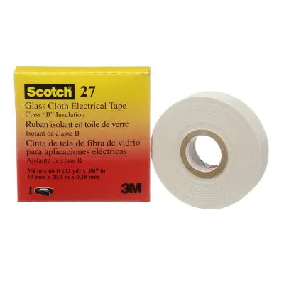 3M Glasfasergewebeband Scotch 27 | 43113902 | Isolierband 19mm x 20m | hitzebeständig 130°C | selbstverlöschend | weiß