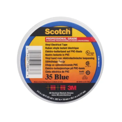 3M Scotch 35-19x20BL Elektro-Isolierband PVC | 19 mm x 20 m | blau | UV-beständig | hitzebeständig | flexibel