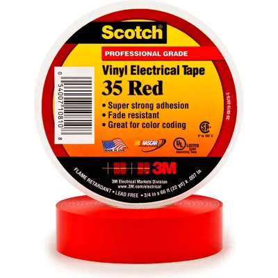 3M Scotch 35-19X20RDNEW | PVC Elektro-Isolierband 19 mm x 20 m | isolierend | UV-beständig | rot