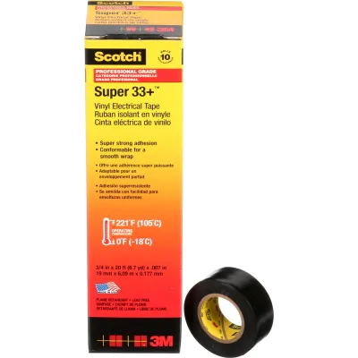 3M Scotch Super 33+ Vinyl Elektro-Isolierband 19mm x 6m | schwarz | UV-beständig | bis 105°C
