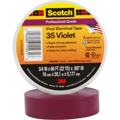 3M Scotch Elektro-Isolierband 35 | 11271-BA-5 | PVC Isolierband 19mm x 20m | UV-beständig | flammhemmend | violett