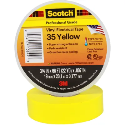 3M Scotch 35-19x20YL Elektro-Isolierband PVC | 19 mm x 20 m | UV-beständig | selbstverlöschend | gelb