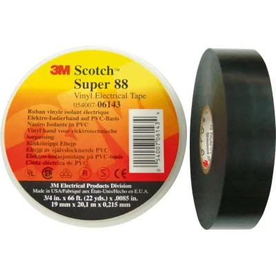 3M Scotch Super 88 | PVC Elektro-Isolierband 25mm x 33m | schwarz | UV-beständig | Profi-Qualität