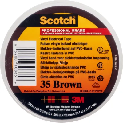 3M Scotch 35-19X20BRNEW PVC Elektro-Isolierband 19 mm x 20 m | braun | isolierend | abriebfest | für Kabelmarkierung