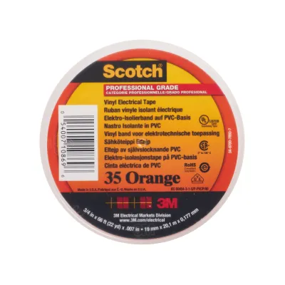 3M Scotch 35 Elektro-Isolierband 19x20 OR | PVC Klebeband 19 mm x 20 m | isolierend | orange | flammhemmend | robust