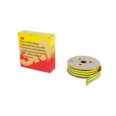 3M Schrumpfschlauch HSR-19/9.5GYS | Warmschrumpfschlauch dünnwandig 2:1 | 19/9,5 mm | 5m Rolle | Polyolefin | grün-gelb