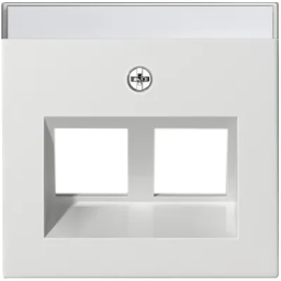 GIRA Abdeckung Modular Jack 264003 | Zentralplatte 2-fach System 55 | 30° Schragauslass | Beschriftungsfeld | Reinweiß