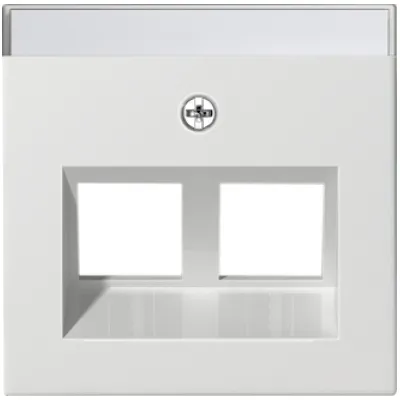 Gira Abdeckung Modular Jack 2-fach 264027 | Zentralplatte | 30° Schragauslass | Beschriftungsfeld | System 55 | weiß