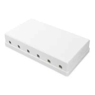 DIGITUS Aufputzbox DN-93705 | Keystone Modul Gehäuse | 6 Port | Kunststoff | 170x120x40mm | reinweiß