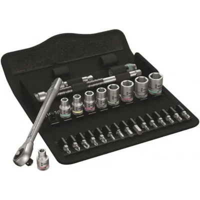 8100 SA 10 Zyklop Metal-Knarrensatz, zöllig, 1/4" (schwarz/grün, 28-teilig, Voll