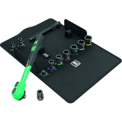 8100 SB 13 Zyklop Comfort-Knarrensatz, zöllig, 3/8" (schwarz/grün, 11-teilig, Co