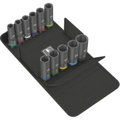 Wera Steckschlüssel-Satz 8790 C Impaktor Deep Set 1 | 11-tlg. | 1/2 Zoll Antrieb | lang | Sechskant | Tasche | Schwarz