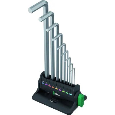 Wera Winkelschlüsselsatz 950/9 Hex-Plus 8 | metrisch 1,5–10 mm | 9-teilig | Kugelkopf | verchromt | Kunststoffsockel
