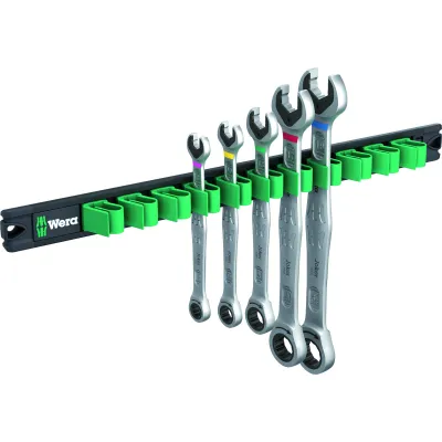 Wera Schraubenschlüsselset 9631 | Magnetleiste | 5-tlg. | Ringratschenschlüssel 8–19 mm | Chrom-Molybdän | Silber