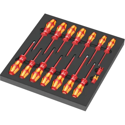 Wera VDE Schraubendreher-Set 9711 | 16-teilig | isoliert | Schaumstoffeinlage | Elektriker & Sanitär | schwarz/grau