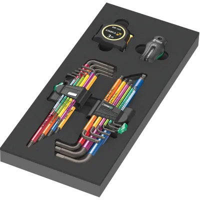 Wera Schaumstoffeinlage 05150140001 | Winkelschlüssel Set 20-tlg. | Hex-Plus & Torx | 2-farbig | für Werkstattwagen