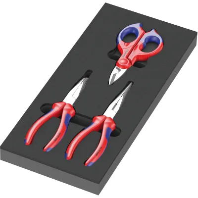 Wera Schaumstoffeinlage 05150181001 | Modell 9781 | KNIPEX Zangen Set 2 | 3-teilig | für Werkstattwagen | schwarz/grau