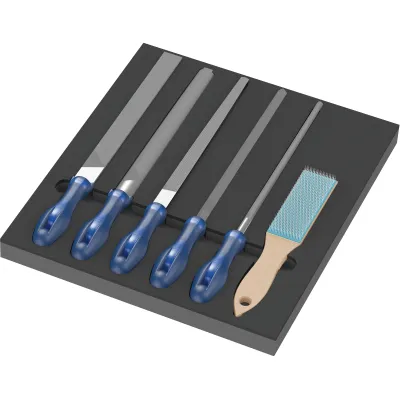Wera Feilenset 6-teilig 05150183001 | Werkzeugset für Werkstattwagen | 2-farbige Schaumstoffeinlage | schwarz/grau
