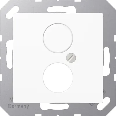 JUNG Abdeckung Lautsprecherbuchse | 2 Kleinsteckdosen | Tragring | Schraubbefestigung | Duroplast | alpinweiß