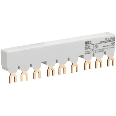 ABB 3-Phasen-Sammelschiene PS1-3-0-65 | für 3 MS116/MS132 | 65A | 131,5mm | 10mm² | Gabelanschluss | isoliert | weiß
