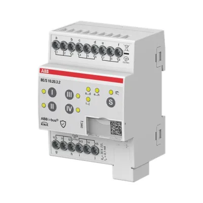 ABB Binäreingang BE/S10.20.3.2 | KNX REG Hutschiene | 10-fach | 35V gepulst | 4TE | IP20 | LED-Kanalstatus | Data Secure