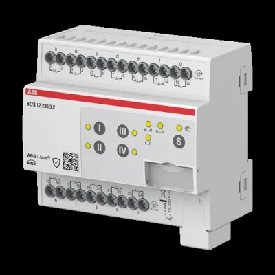 ABB Binäreingang BE/S12.230.3.2 | KNX REG 12-fach | 10-230V AC/DC | LED-Anzeige | Handtaster | 6TE | IP20