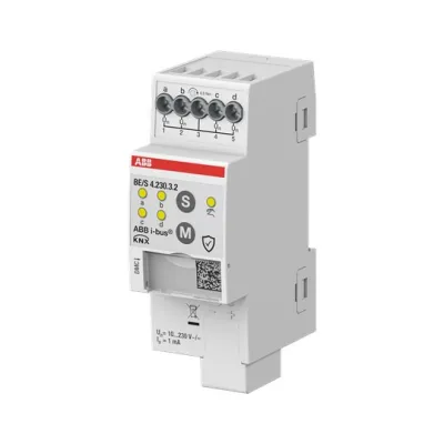 ABB Binäreingang BE/S4.230.3.2 | KNX REG | 4-fach | 10–230V AC/DC | LED-Anzeige | Handbedienung | IP20 | 2TE