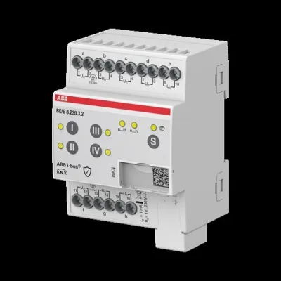 ABB Binäreingang BE/S8.230.3.2 | 8-fach | KNX REG | 10–230V AC/DC | LED-Anzeige | Handtaster | IP20 | 4TE | Data Secure