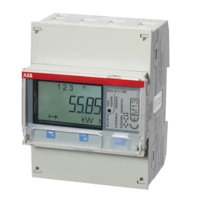 ABB Drehstromzähler B23 311-100 | 3-Phasen Energiezähler 65A geeicht | MID | digital | S0 Impuls | KNX-ready | 4 DIN