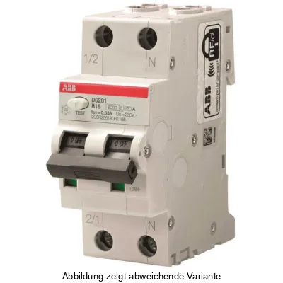 ABB FI/LS-Schalter DS201A-B13/0,03 | RCBO 1P+N Typ A | 13A 30mA B-Charakteristik | 6kA | 230V | Kunststoff | weiß
